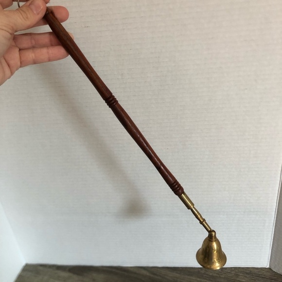 Vtg Brass and Wood Candle Snuffer - Picture 8 of 16